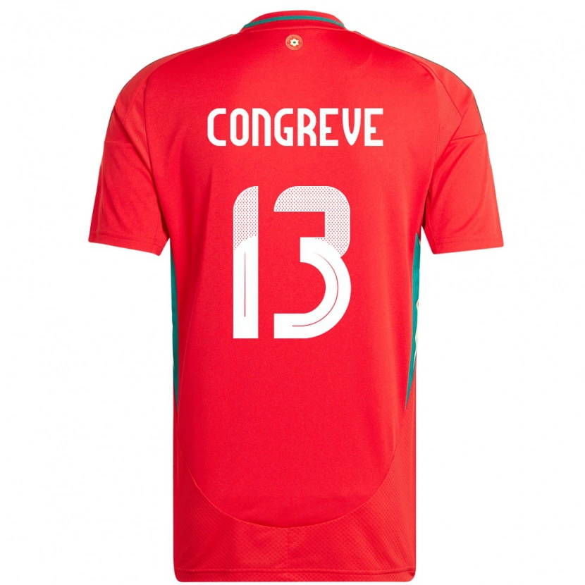 Danxen Uomo Maglia Galles Cameron Congreve #13 Rosso Kit Gara Home 24-26 Maglietta