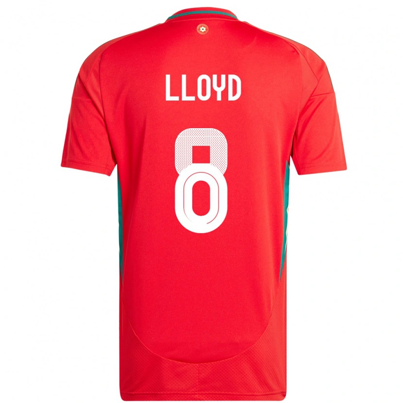 Danxen Uomo Maglia Galles Ben Lloyd #8 Rosso Kit Gara Home 24-26 Maglietta
