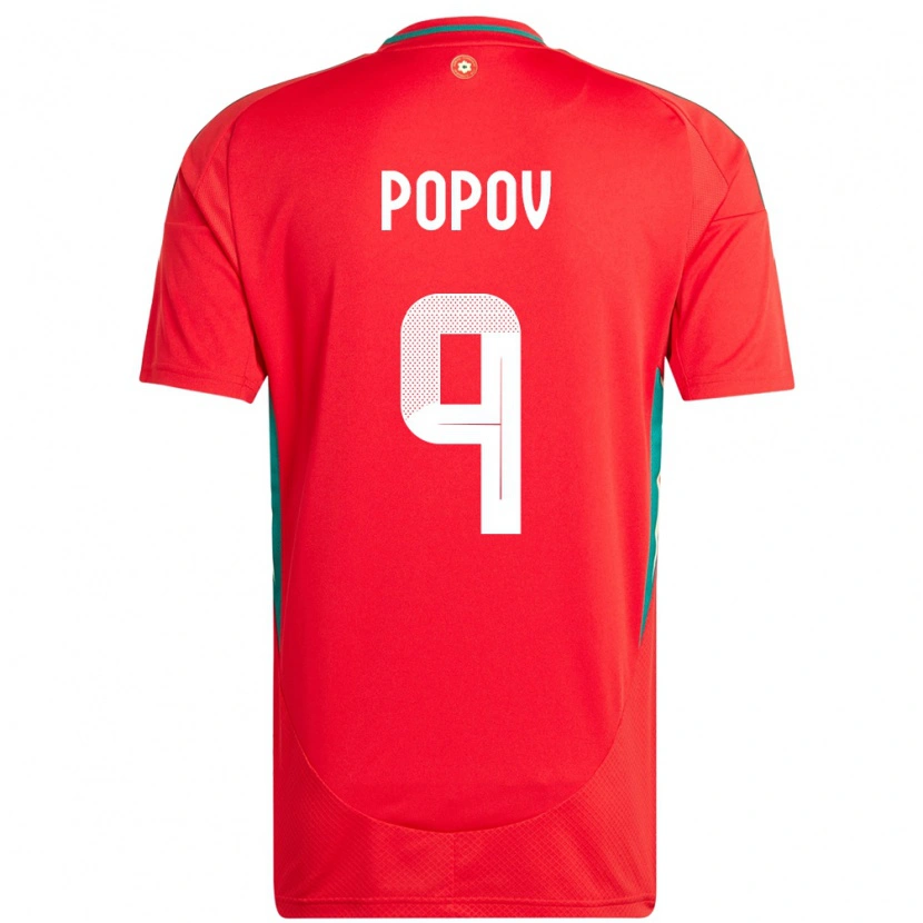 Danxen Uomo Maglia Galles Christopher Popov #9 Rosso Kit Gara Home 24-26 Maglietta