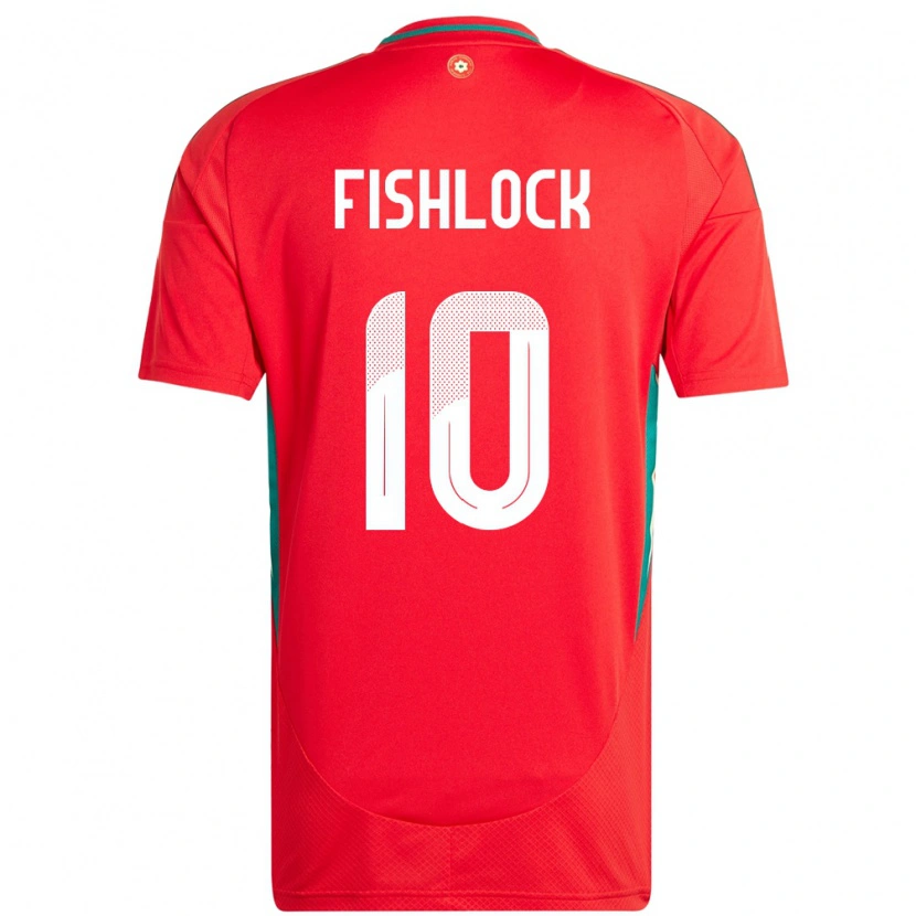 Danxen Uomo Maglia Galles Jessica Fishlock #10 Rosso Kit Gara Home 24-26 Maglietta
