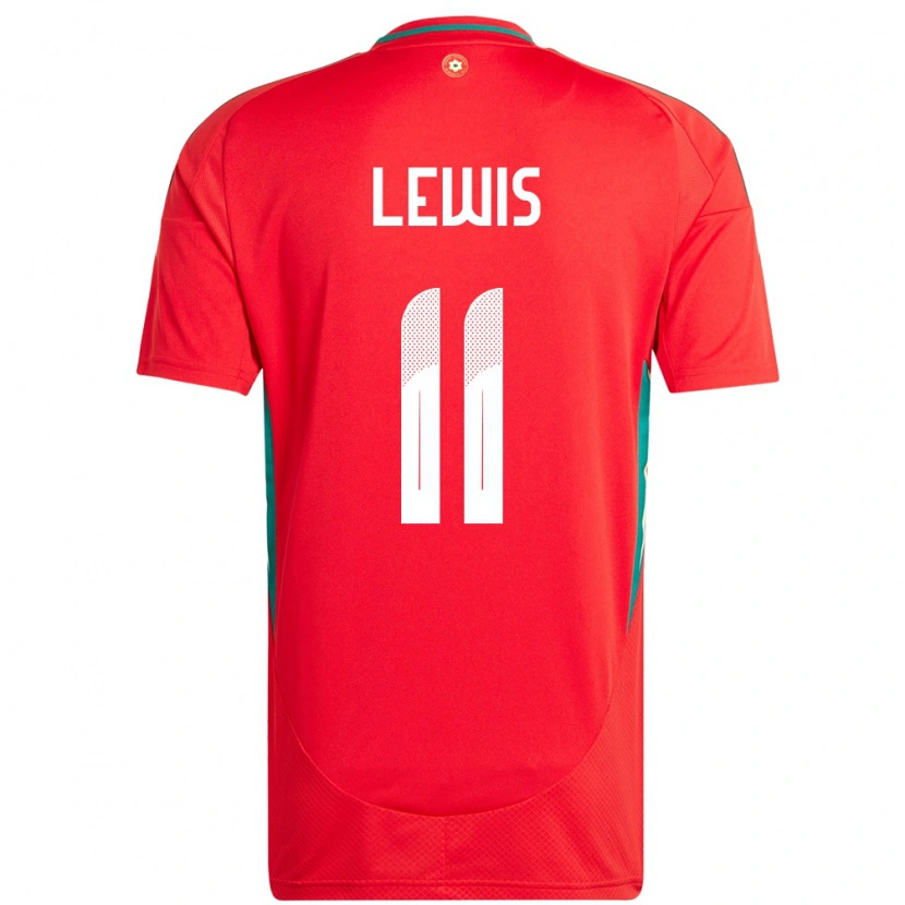 Danxen Uomo Maglia Galles Sonny Lewis #11 Rosso Kit Gara Home 24-26 Maglietta