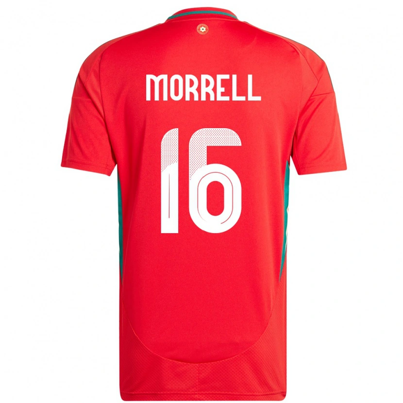 Danxen Uomo Maglia Galles Joe Morrell #16 Rosso Kit Gara Home 24-26 Maglietta