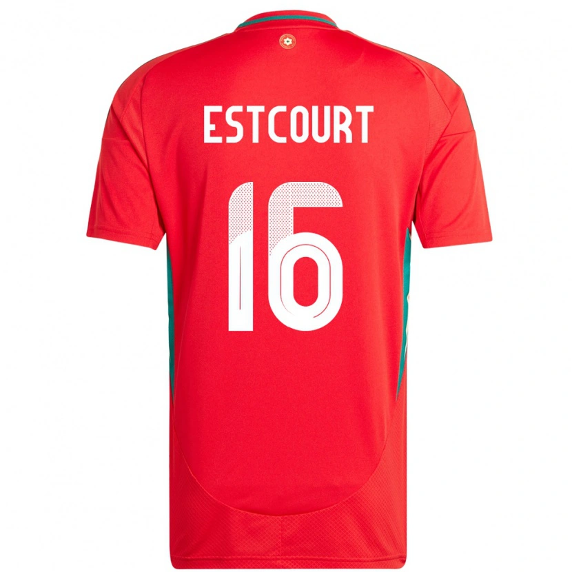 Danxen Uomo Maglia Galles Charlotte Estcourt #16 Rosso Kit Gara Home 24-26 Maglietta