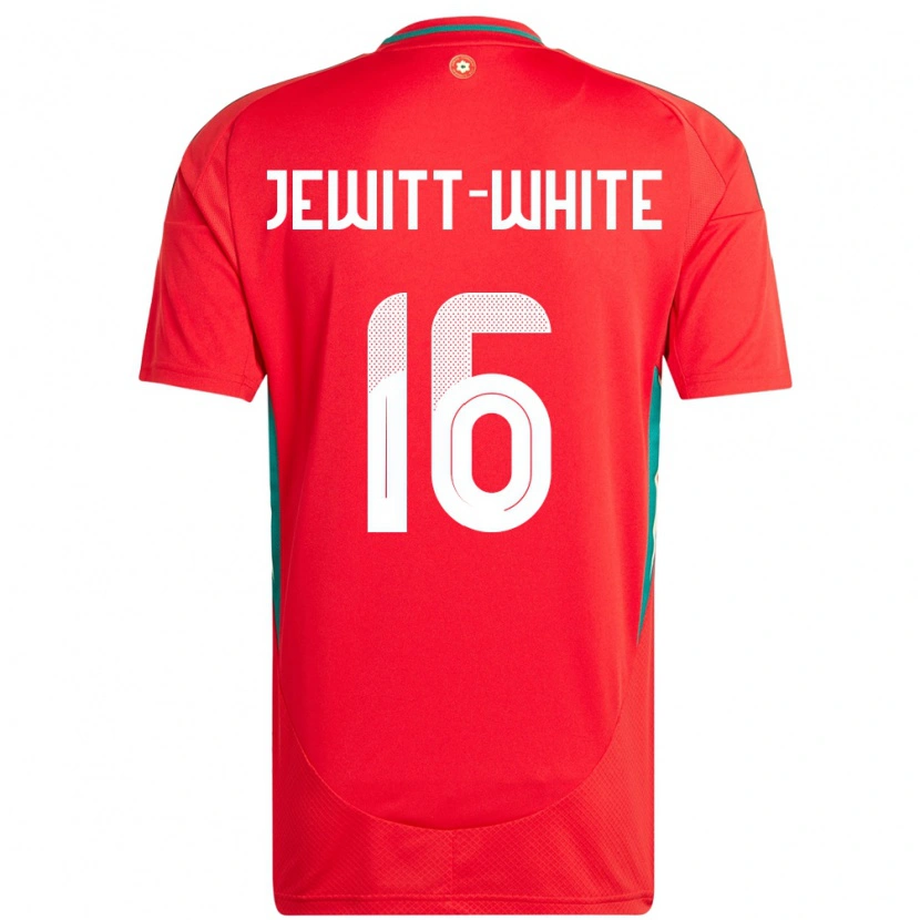 Danxen Uomo Maglia Galles Harry Jewitt White #16 Rosso Kit Gara Home 24-26 Maglietta