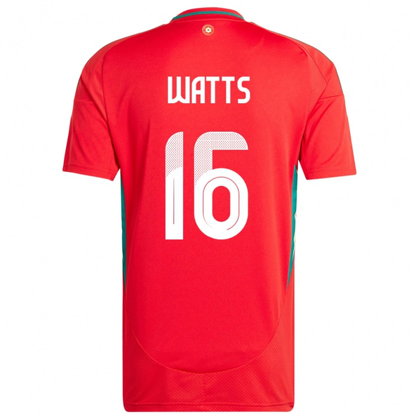 Danxen Uomo Maglia Galles Daniel Watts #16 Rosso Kit Gara Home 24-26 Maglietta