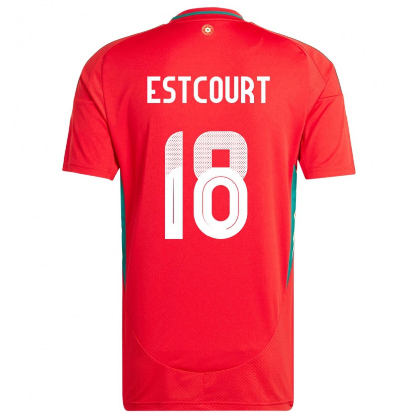 Danxen Uomo Maglia Galles Charlie Estcourt #18 Rosso Kit Gara Home 24-26 Maglietta