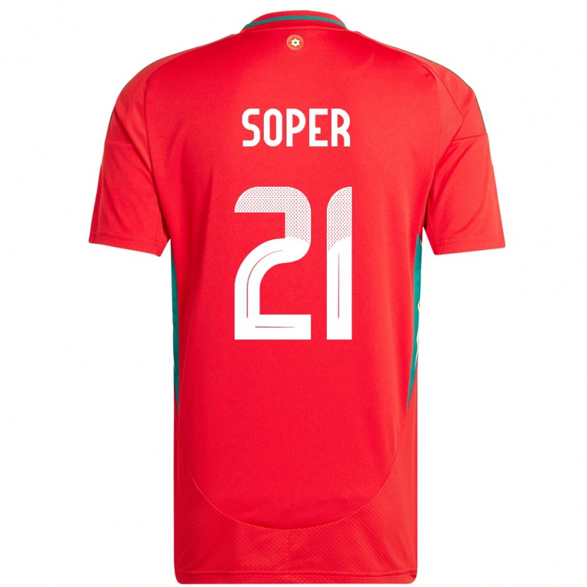 Danxen Uomo Maglia Galles Poppy Soper #21 Rosso Kit Gara Home 24-26 Maglietta