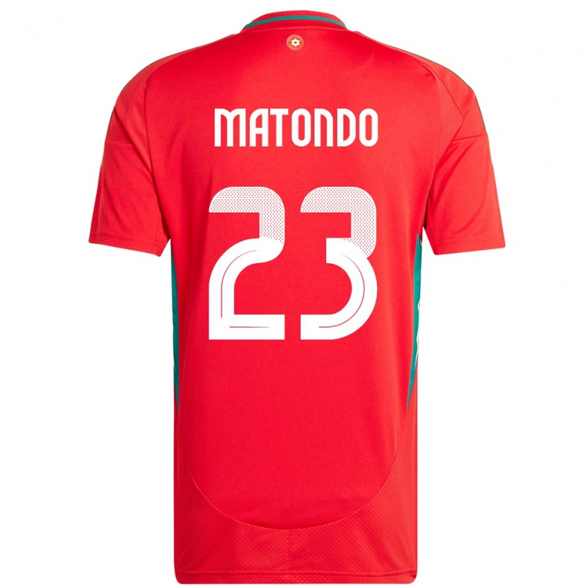 Danxen Uomo Maglia Galles Rabbi Matondo #23 Rosso Kit Gara Home 24-26 Maglietta