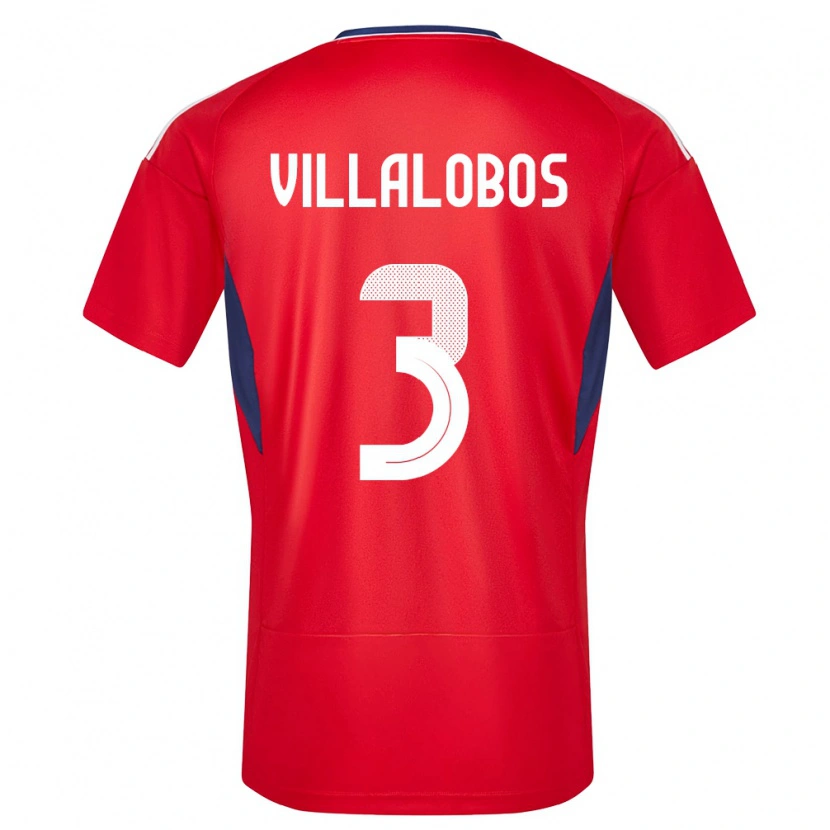 Danxen Uomo Maglia Costa Rica Guillermo Villalobos #3 Rosso Kit Gara Home 24-26 Maglietta
