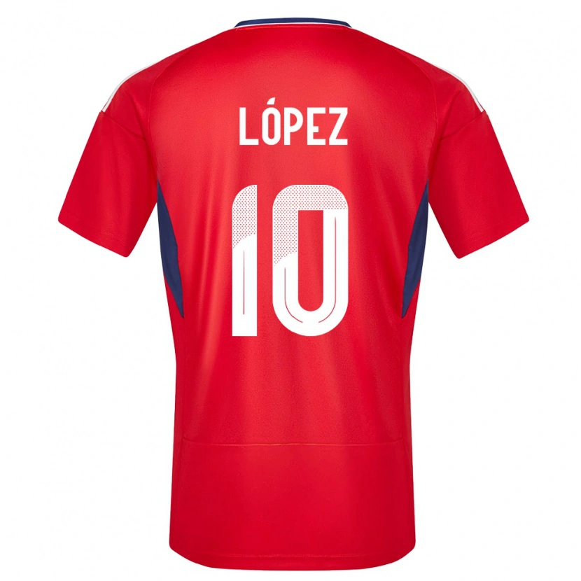 Danxen Uomo Maglia Costa Rica Sebastián López #10 Rosso Kit Gara Home 24-26 Maglietta