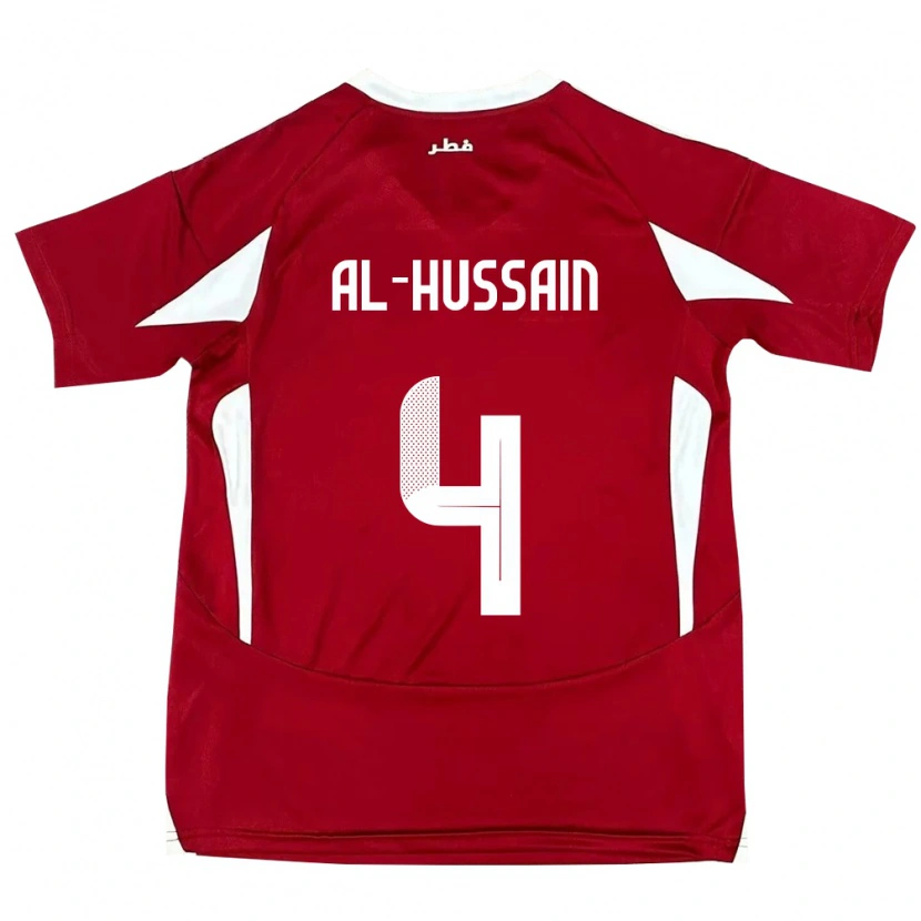 Danxen Uomo Maglia Qatar Al-Hashmi Al-Hussain #4 Rosso Kit Gara Home 24-26 Maglietta