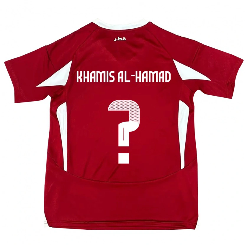 Danxen Uomo Maglia Qatar Saoud Khamis Al-Hamad #0 Rosso Kit Gara Home 24-26 Maglietta