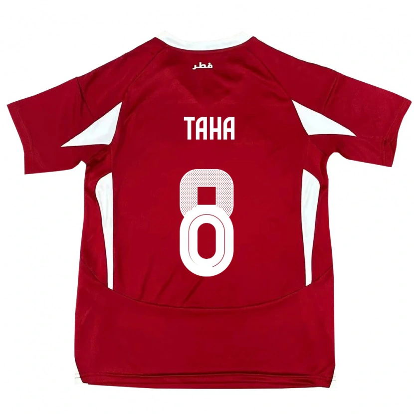 Danxen Uomo Maglia Qatar Moath Taha #8 Rosso Kit Gara Home 24-26 Maglietta