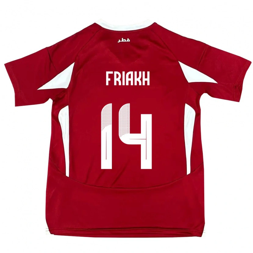 Danxen Uomo Maglia Qatar Jamil Friakh #14 Rosso Kit Gara Home 24-26 Maglietta