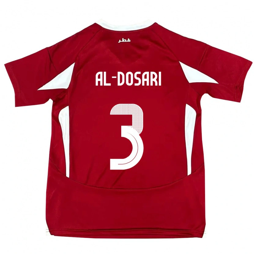 Danxen Uomo Maglia Qatar Dana Al Dosari #3 Rosso Kit Gara Home 24-26 Maglietta