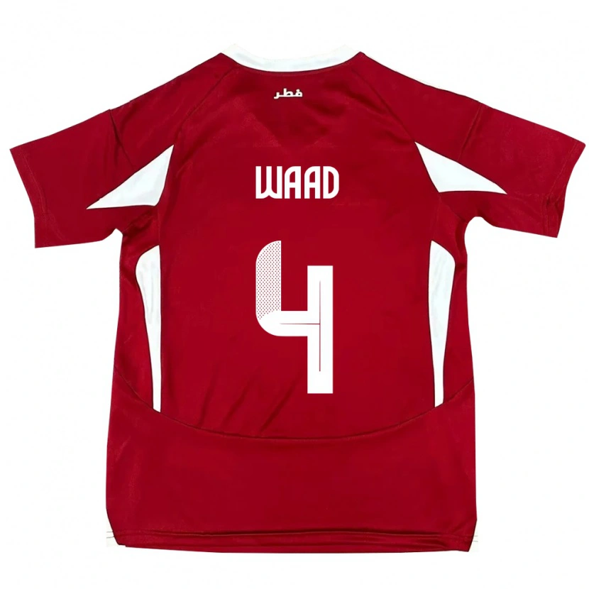 Danxen Uomo Maglia Qatar Mohammed Waad #4 Rosso Kit Gara Home 24-26 Maglietta