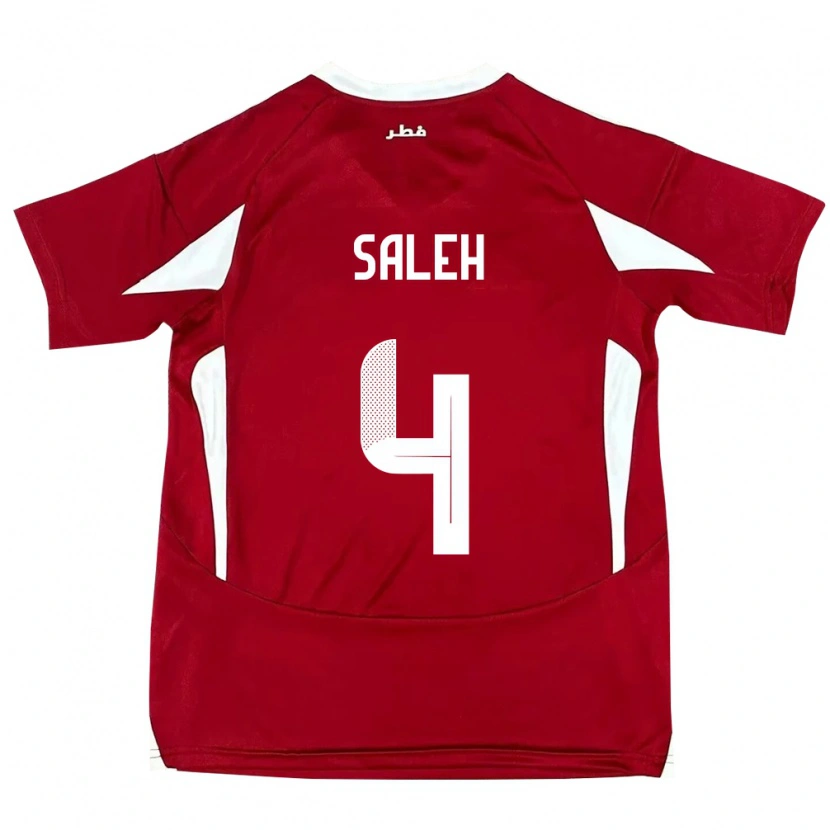 Danxen Uomo Maglia Qatar Hagar Saleh #4 Rosso Kit Gara Home 24-26 Maglietta