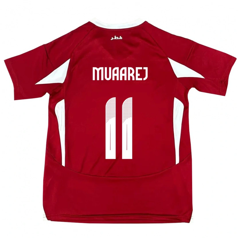 Danxen Uomo Maglia Qatar Mooza Muaarej #11 Rosso Kit Gara Home 24-26 Maglietta
