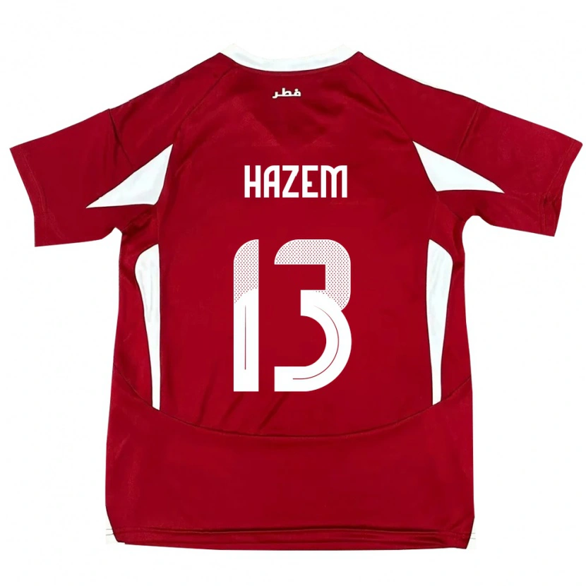 Danxen Uomo Maglia Qatar Hazem Shehata #13 Rosso Kit Gara Home 24-26 Maglietta