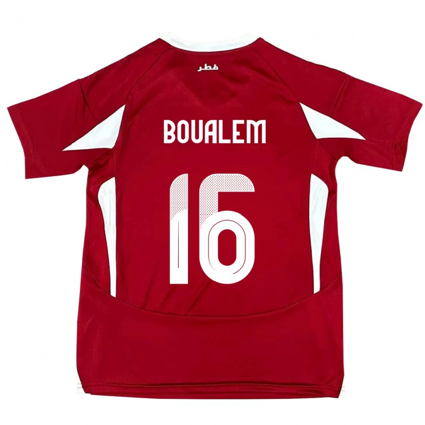 Danxen Uomo Maglia Qatar Boualem Khoukhi #16 Rosso Kit Gara Home 24-26 Maglietta