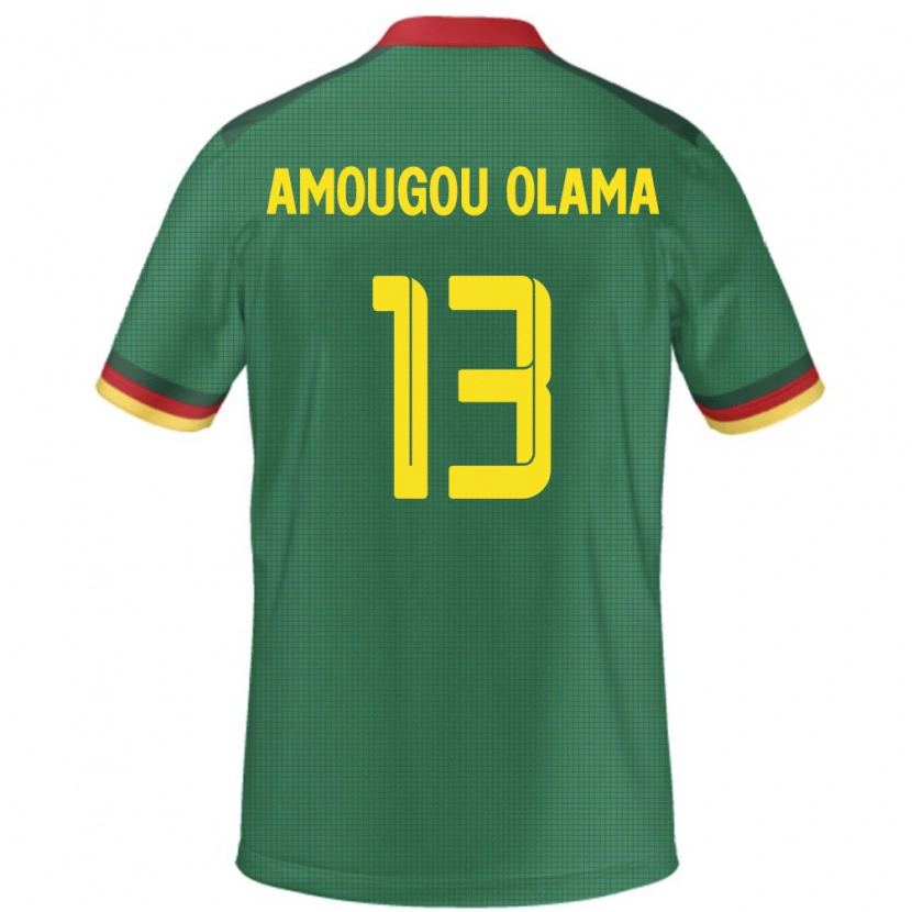 Danxen Uomo Maglia Camerun Maurel Amougou Olama #13 Verde Kit Gara Home 24-26 Maglietta