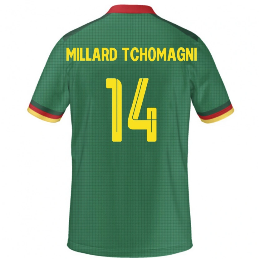 Danxen Uomo Maglia Camerun Samuel Millard Tchomagni #14 Verde Kit Gara Home 24-26 Maglietta