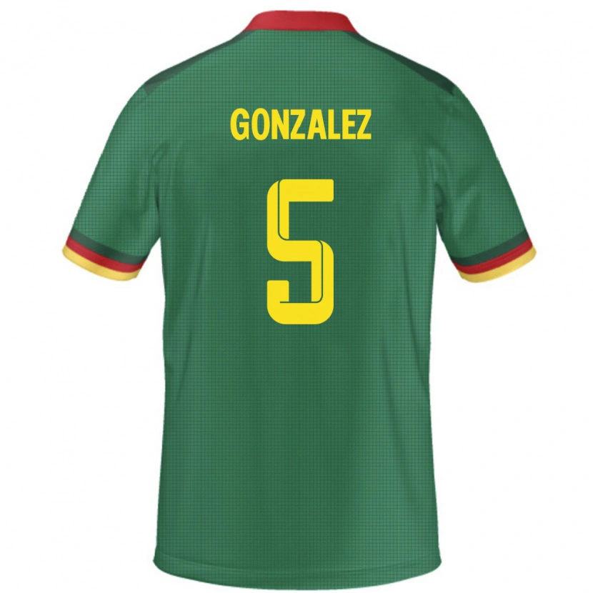 Danxen Uomo Maglia Camerun Oumar Gonzalez #5 Verde Kit Gara Home 24-26 Maglietta