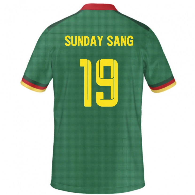 Danxen Uomo Maglia Camerun Junior Sunday Sang #19 Verde Kit Gara Home 24-26 Maglietta