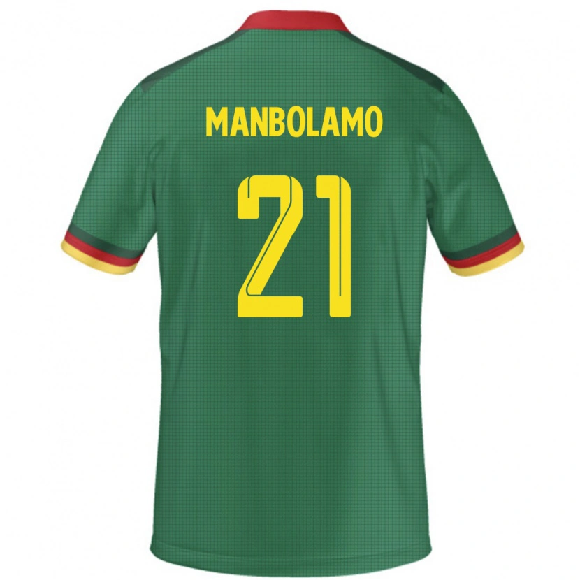Danxen Uomo Maglia Camerun Eliane Manbolamo #21 Verde Kit Gara Home 24-26 Maglietta