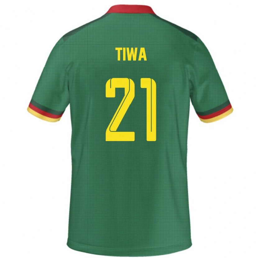 Danxen Uomo Maglia Camerun Yvan Tiwa #21 Verde Kit Gara Home 24-26 Maglietta