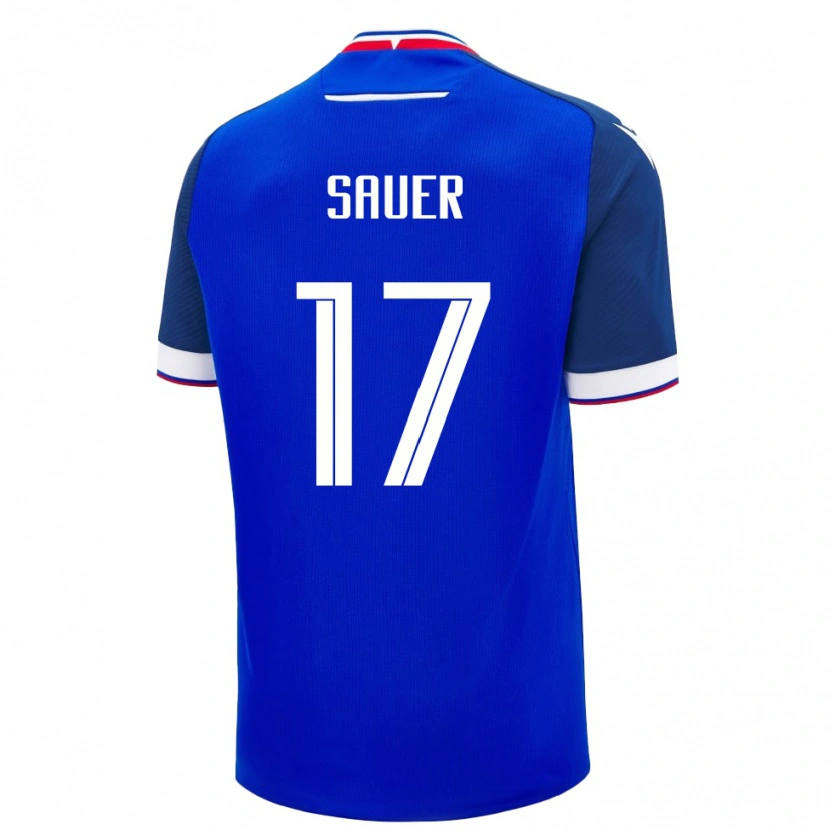 Danxen Uomo Maglia Slovacchia Leo Sauer #17 Blu Kit Gara Home 24-26 Maglietta
