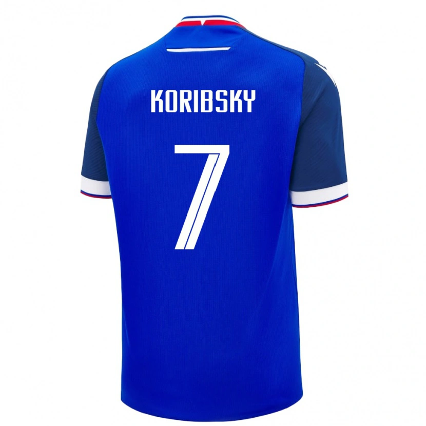 Danxen Uomo Maglia Slovacchia Simon Koribsky #7 Blu Kit Gara Home 24-26 Maglietta