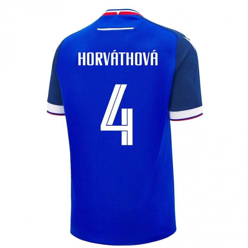 Danxen Uomo Maglia Slovacchia Andrea Horváthová #4 Blu Kit Gara Home 24-26 Maglietta
