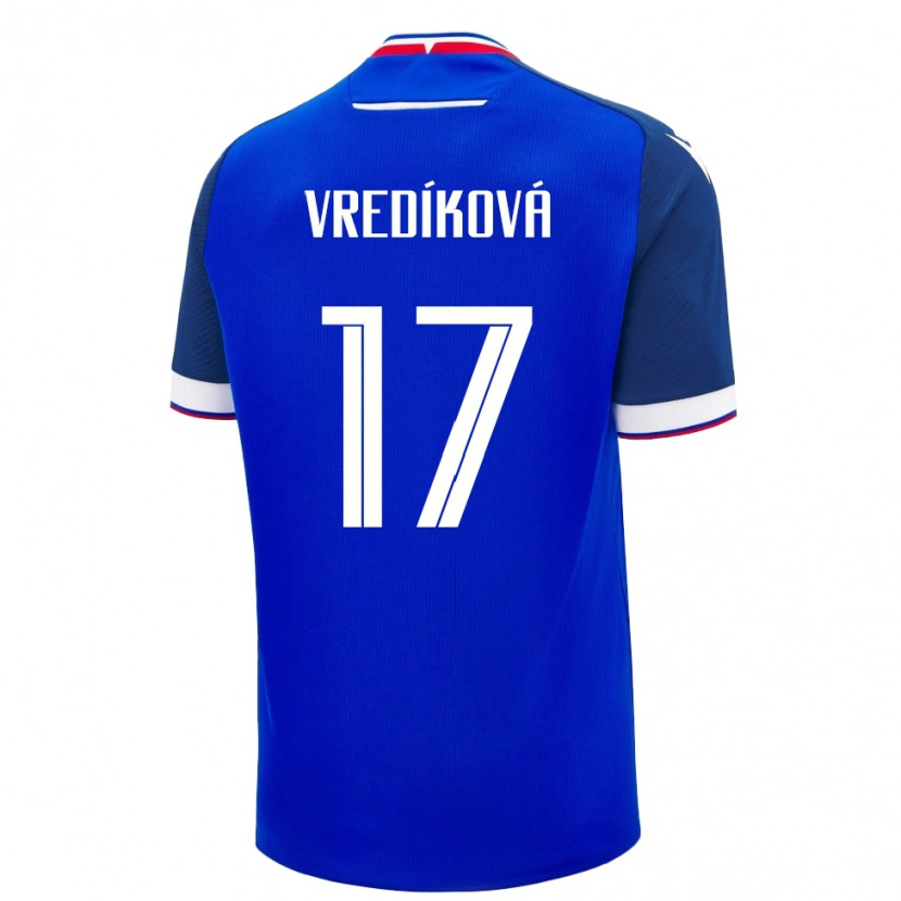Danxen Uomo Maglia Slovacchia Katarína Vredíková #17 Blu Kit Gara Home 24-26 Maglietta