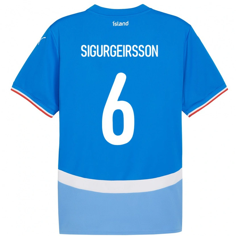 Danxen Uomo Maglia Islanda Rúnar Thór Sigurgeirsson #6 Blu Kit Gara Home 24-26 Maglietta
