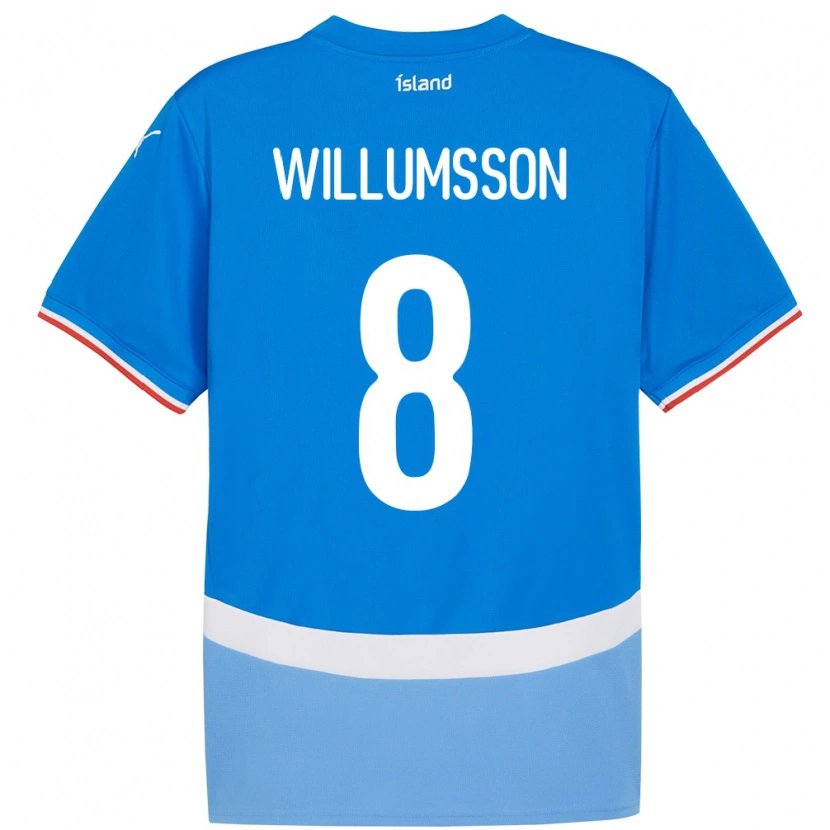Danxen Uomo Maglia Islanda Brynjólfur Andersen Willumsson #8 Blu Kit Gara Home 24-26 Maglietta