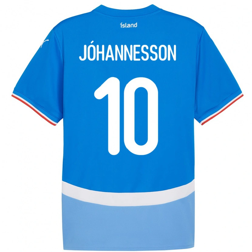 Danxen Uomo Maglia Islanda Ísak Jóhannesson #10 Blu Kit Gara Home 24-26 Maglietta