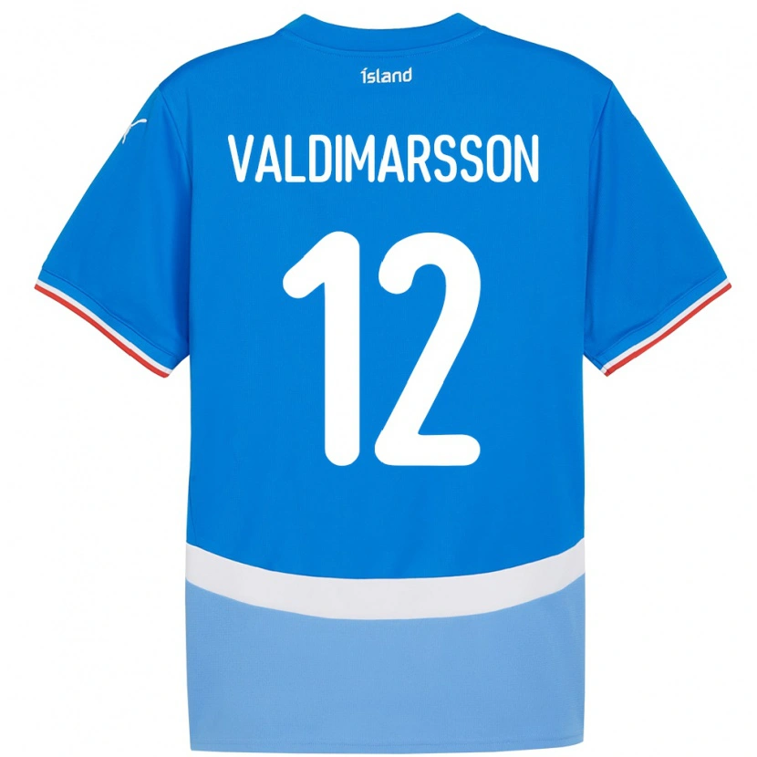 Danxen Uomo Maglia Islanda Hákon Rafn Valdimarsson #12 Blu Kit Gara Home 24-26 Maglietta