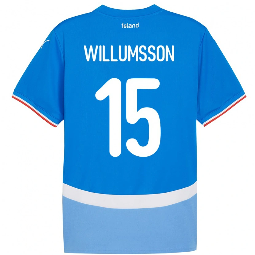 Danxen Uomo Maglia Islanda Willum Thór Willumsson #15 Blu Kit Gara Home 24-26 Maglietta