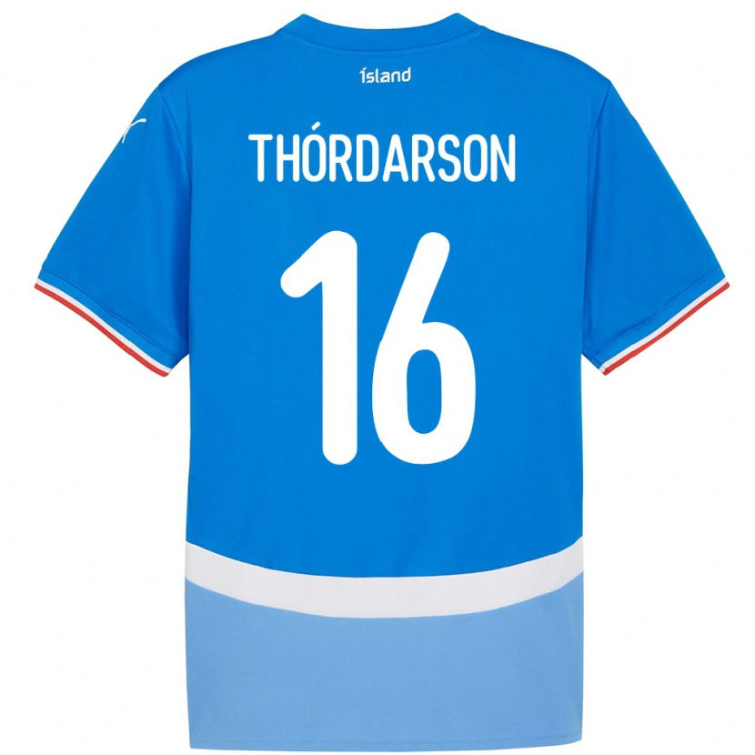 Danxen Uomo Maglia Islanda Stefán Teitur Thórdarson #16 Blu Kit Gara Home 24-26 Maglietta
