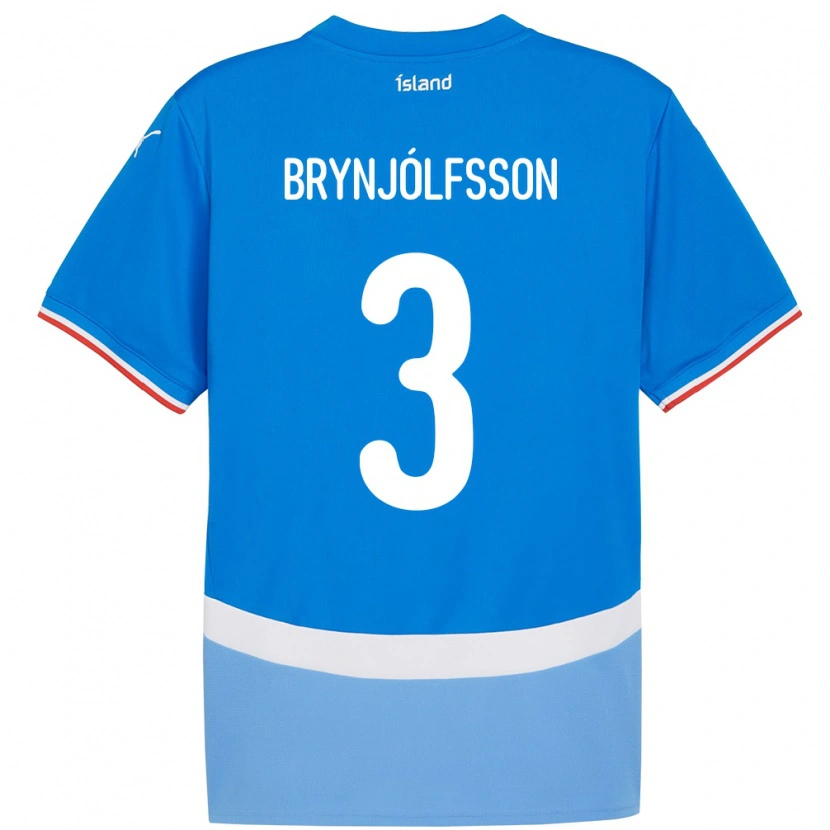 Danxen Uomo Maglia Islanda Bjarni Gudjón Brynjólfsson #3 Blu Kit Gara Home 24-26 Maglietta