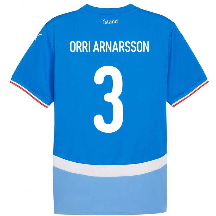 Danxen Uomo Maglia Islanda Egill Orri Arnarsson #3 Blu Kit Gara Home 24-26 Maglietta