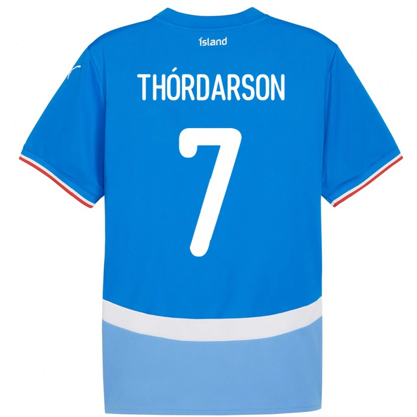 Danxen Uomo Maglia Islanda Stígur Thórdarson #7 Blu Kit Gara Home 24-26 Maglietta