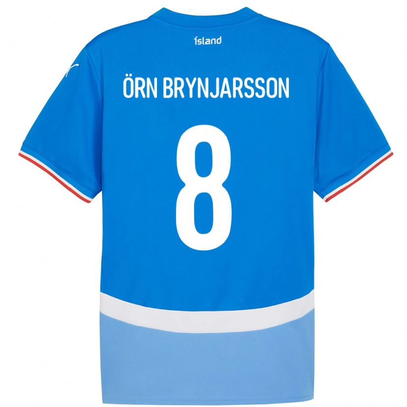 Danxen Uomo Maglia Islanda Bjarki Örn Brynjarsson #8 Blu Kit Gara Home 24-26 Maglietta