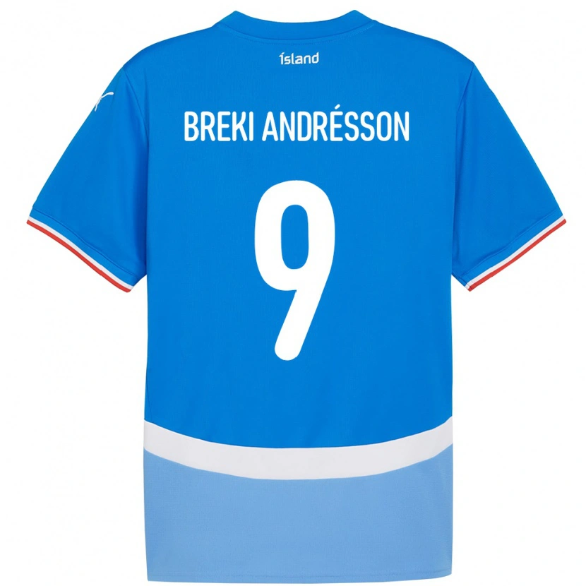 Danxen Uomo Maglia Islanda Benoný Breki Andrésson #9 Blu Kit Gara Home 24-26 Maglietta