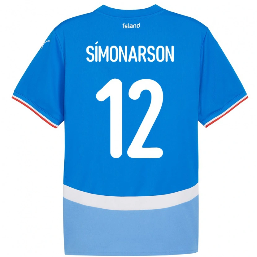 Danxen Uomo Maglia Islanda Jón Sölvi Símonarson #12 Blu Kit Gara Home 24-26 Maglietta