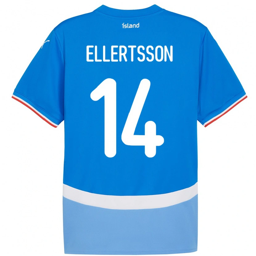 Danxen Uomo Maglia Islanda Styrmir Jóhann Ellertsson #14 Blu Kit Gara Home 24-26 Maglietta