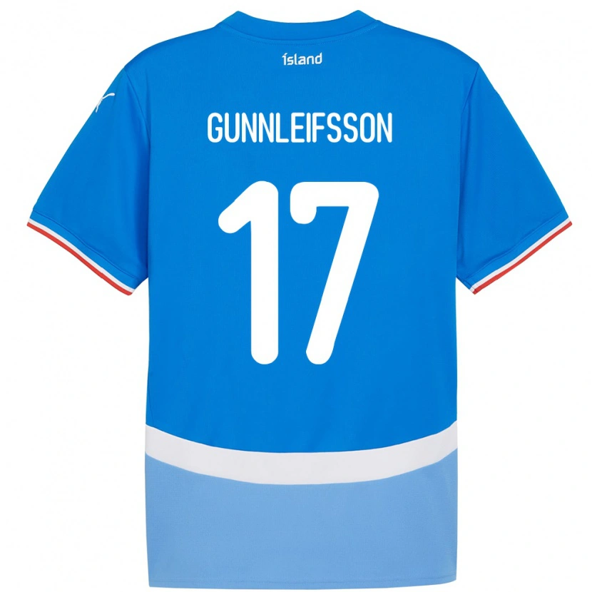 Danxen Uomo Maglia Islanda Gunnleifur Orri Gunnleifsson #17 Blu Kit Gara Home 24-26 Maglietta