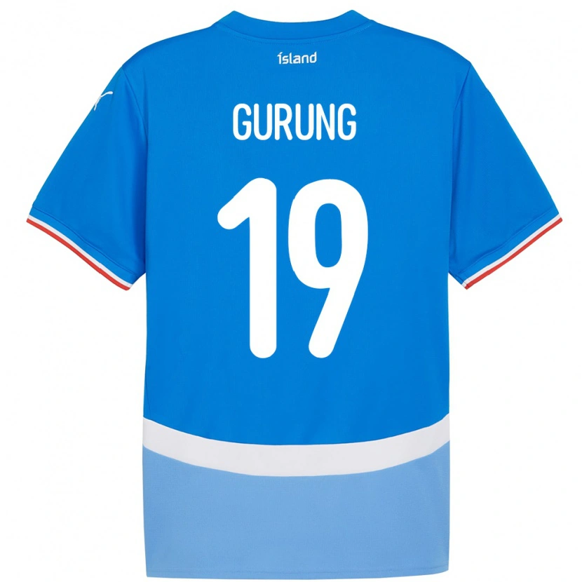 Danxen Uomo Maglia Islanda Karan Gurung #19 Blu Kit Gara Home 24-26 Maglietta