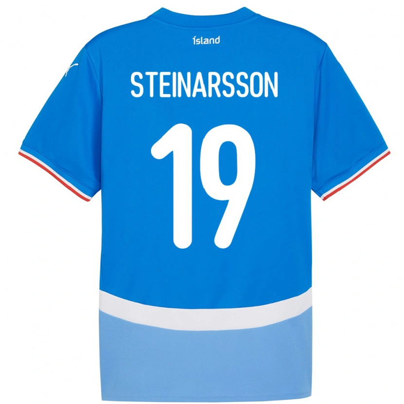 Danxen Uomo Maglia Islanda Ásgeir Steinn Steinarsson #19 Blu Kit Gara Home 24-26 Maglietta